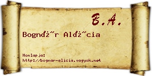Bognár Alícia névjegykártya